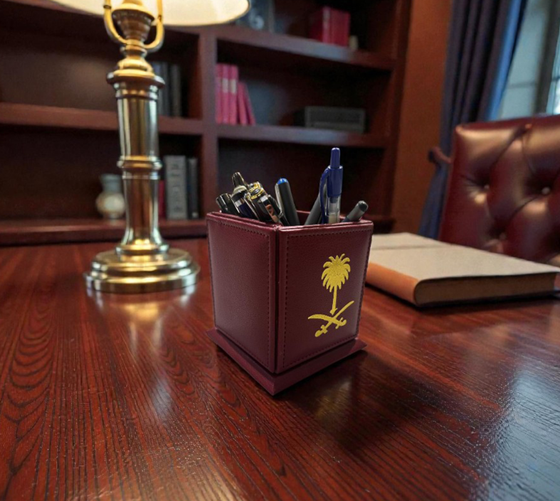 Royal Executive Leather Desk Organizer Set (10-Piece) – Burgundy / Maroon & Gold - Image 10