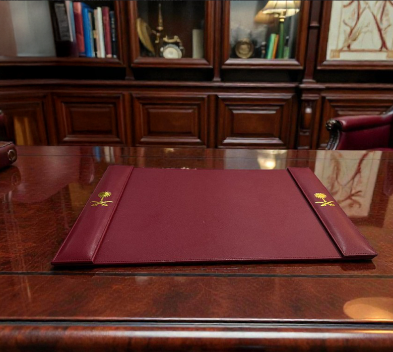 Royal Executive Leather Desk Organizer Set (10-Piece) – Burgundy / Maroon & Gold - Image 7