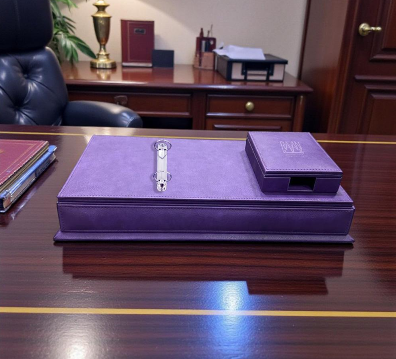 Modern Executive Leather Desk Organizer Set (13-Piece) – Royal Purple - Image 5