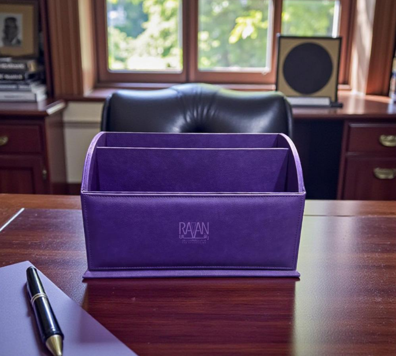 Modern Executive Leather Desk Organizer Set (13-Piece) – Royal Purple - Image 8