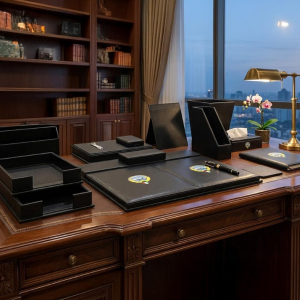 Royal Executive Dual-Tone Leather Desk Organizer Set