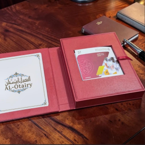 Executive Crimson PU Leather Presentation Folder & Brochure Box Set